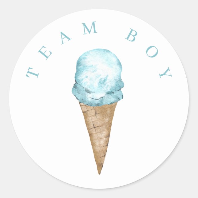 Team Boy Ice Cream Gender offenbaren Circle Sticke Runder Aufkleber (Vorderseite)