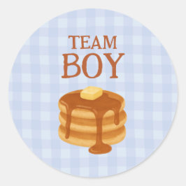 Team Boy Little Pancake Brunch Theme Gender Reveal Runder Aufkleber
