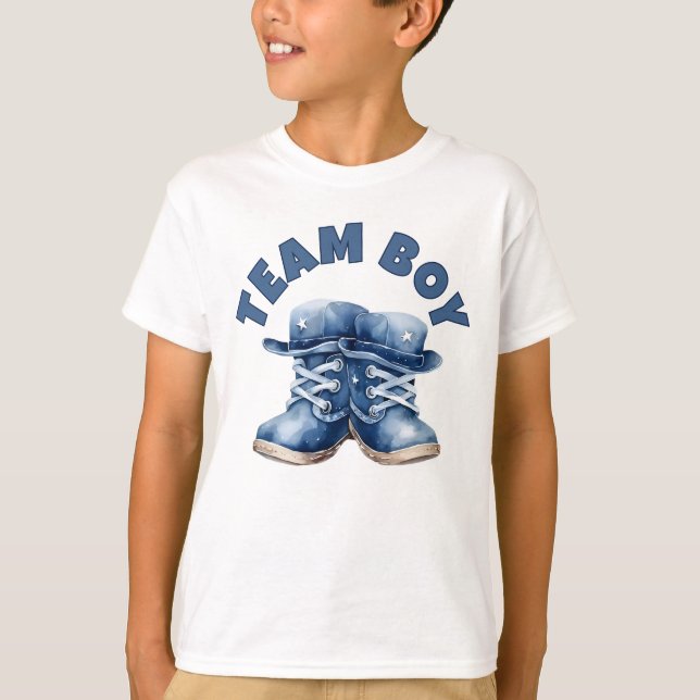 Team Boy Niedlich Little Blue Baby Boots Gender Re T-Shirt (Vorderseite)