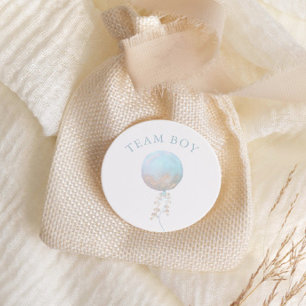 Team Boy Pink Balloon Minimalistisch Gender Reveal Runder Aufkleber