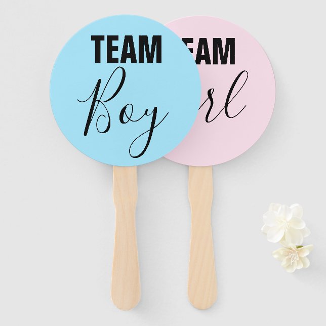 Team Boy & Team Girl Gender Reveal Party Sign Fans Fächer (Vorne und Hinten)