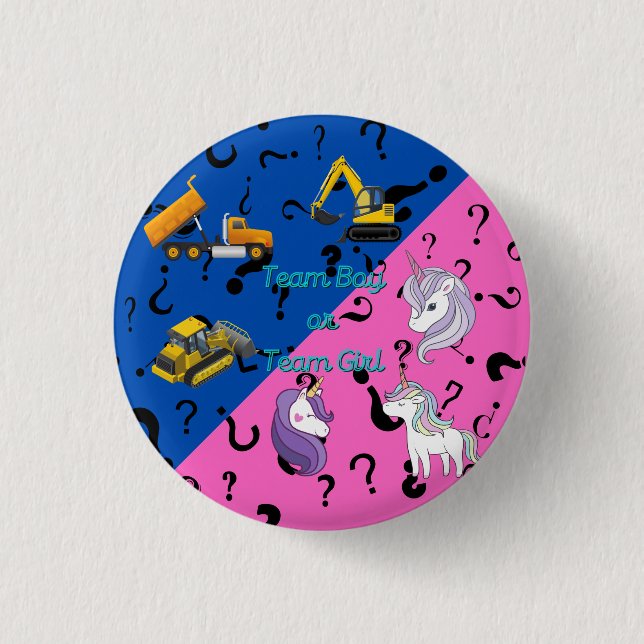 Team Boy vs Team Girl Heavy Equipment vs Unicorns Button (Vorderseite)