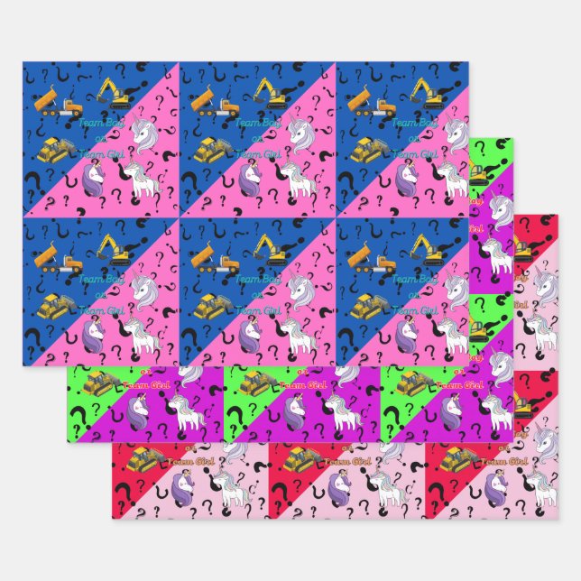 Team Boy vs Team Girl Heavy Equipment vs Unicorns Geschenkpapier Set (Set)