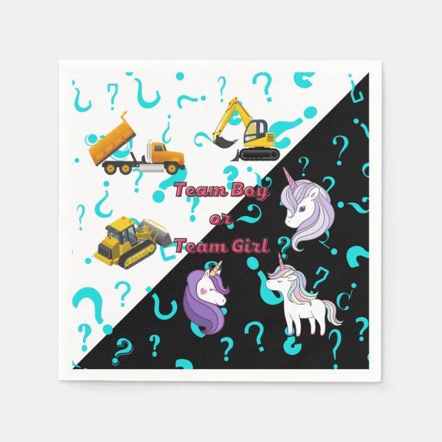 Team Boy vs Team Girl Heavy Equipment vs Unicorns Serviette (Vorderseite)