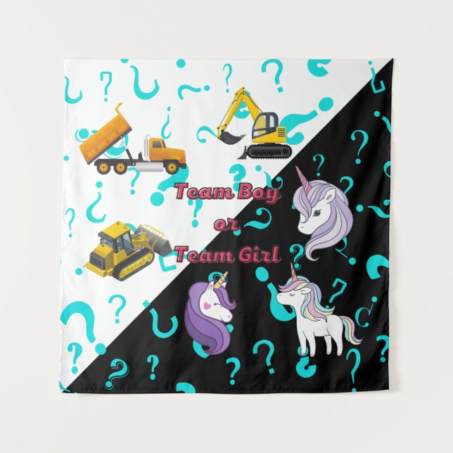 Team Boy vs Team Girl Heavy Equipment vs Unicorns Wandteppich (Vorderseite)