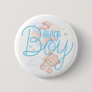 Team Boy Wasserfarben-Teddybär Geschlechter-Enthül Button