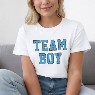 Team Boy Weiße Blaue Geschlechtsenthüllung Damen T-Shirt