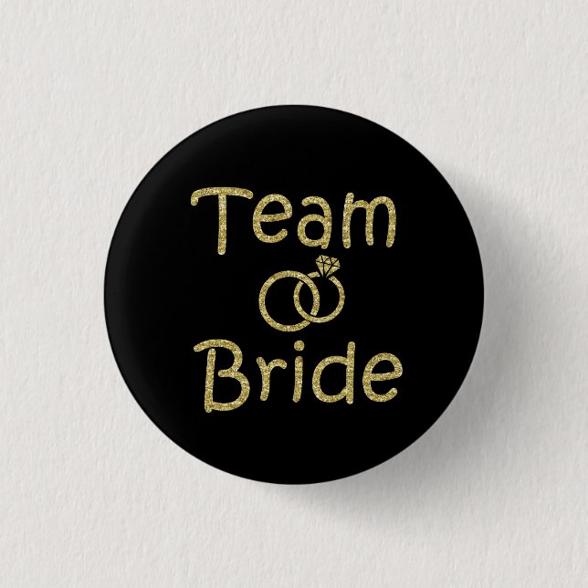 Team-Braut-Brautjungfern-GoldGlitzerknopf Button (Vorderseite)