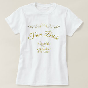 Team Braut Einfach Elegant Gold Schwung Hochzeit T-Shirt