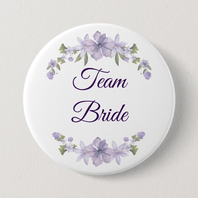 Team Braut Floraltaste | Brautparty-Geschenk Button (Vorderseite)