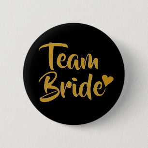 Team Braut Gold Herz Button