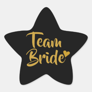 Team Braut Gold Herz Stern-Aufkleber