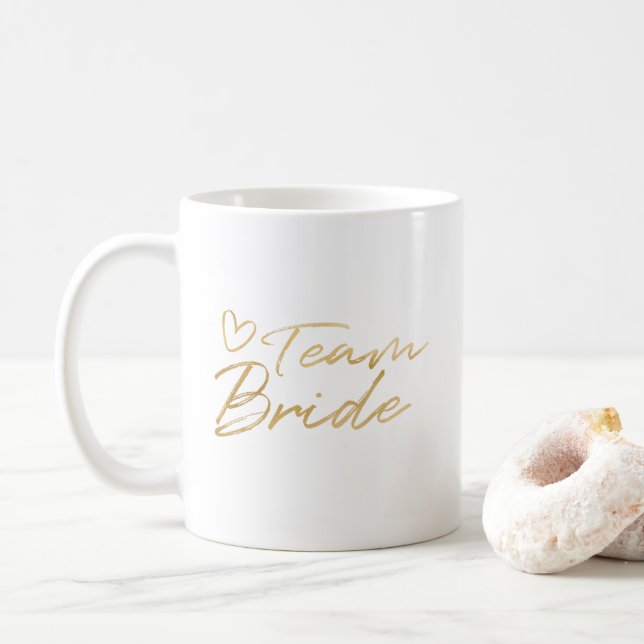 Team-Braut - GoldImitat-Folien-Tasse Kaffeetasse (Mit Donut)