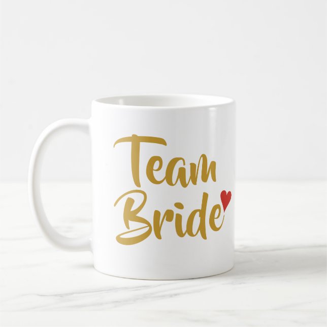 Team Braut Rotes Herz Kaffeetasse (Links)