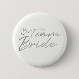Team-Braut - silberner Imitatfolienknopf Button