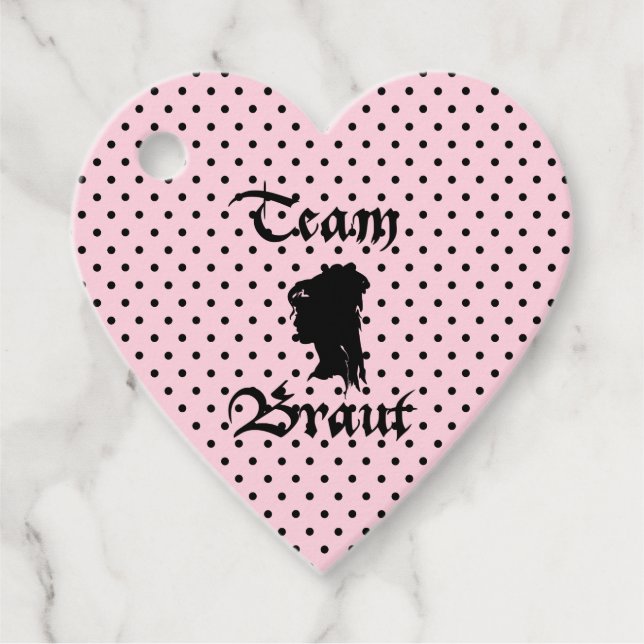 Team Braut Text mit Punkte rosa Geschenkanhänger (Vorderseite)