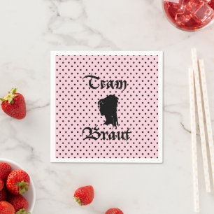 Team Braut Text mit Punkte rosa Serviette