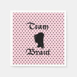 Team Braut Text mit Punkte rosa Serviette