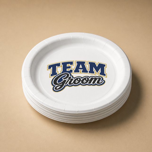 Team Bräutigam Bold Hochzeitsfeier Pappteller (Von Creator hochgeladen)
