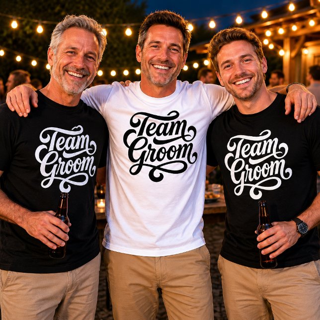Team Bräutigam Hochzeitsfeier T-Shirt (The text color is customizable)