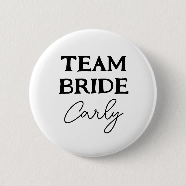 Team Bride Bachelorette Schwarzweiß-Name Button (Vorderseite)