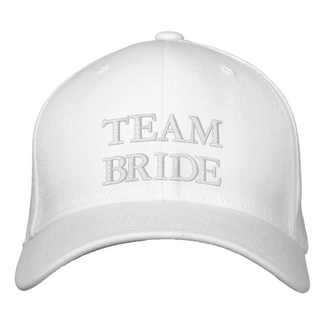 Team Bride blush pink weiß elegante Typografie Bestickte Baseballkappe (Vorderseite)