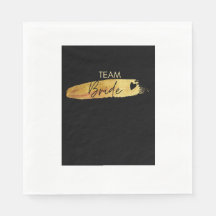 Team Bride, Brautjungfer Servietten - Schwarz & Go