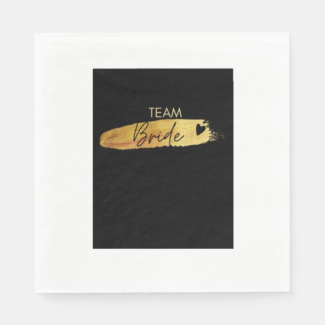 Team Bride, Brautjungfer Servietten - Schwarz & Go (Vorderseite)