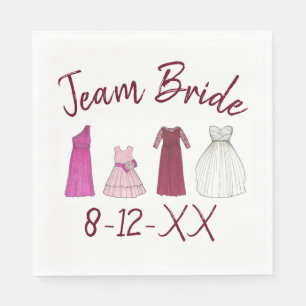 TEAM BRIDE Brautparty Bridesmaid Blumenmädchen Gow Serviette