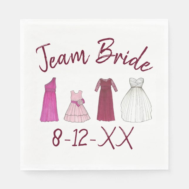 TEAM BRIDE Brautparty Bridesmaid Blumenmädchen Gow Serviette (Vorderseite)