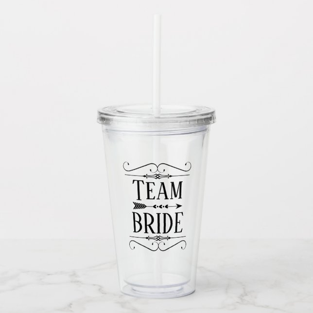 TEAM BRIDE BRAUTPARTY TUMBLER ACRYLTRINKBECHER (Vorderseite)