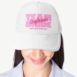 Team Bride Bridesmaid Wedding Party Retro Rosa Truckerkappe