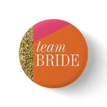 Team Bride Button, Button, Gold Glitzer, Bachelore