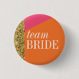 Team Bride Button, Button, Gold Glitzer, Bachelore Button