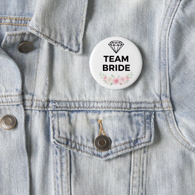 Team Bride Diamond and Flowers Button Pin (Beispiel)