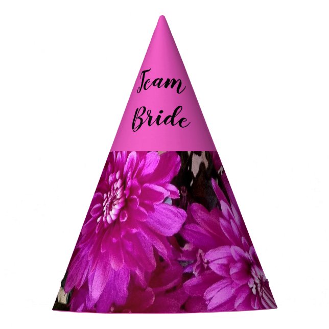 Team Bride Fuchsia Pink Floral Partyhütchen (Vorderseite)