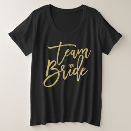 Team Bride Gold Brush Brautparty Wedding T - Shirt