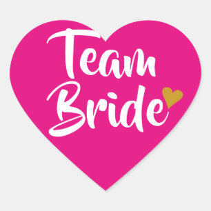 Team Bride Gold Heart Herz-Aufkleber
