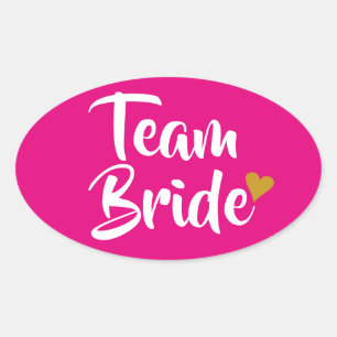 Team Bride Gold Heart Ovaler Aufkleber