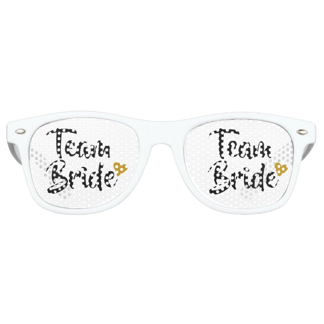 Team Bride Gold Heart Partybrille (Vorderseite)