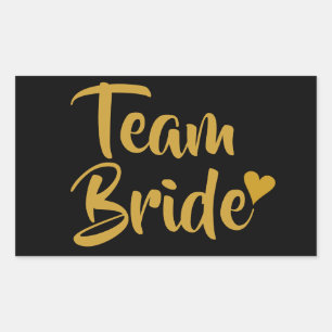 Team Bride Gold Heart Rechteckiger Aufkleber