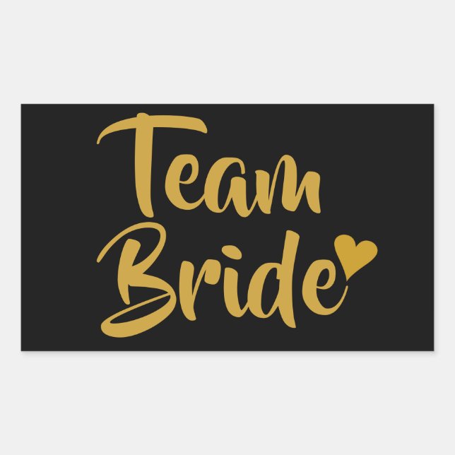Team Bride Gold Heart Rechteckiger Aufkleber (Vorderseite)