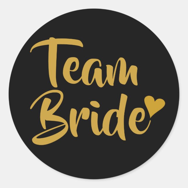 Team Bride Gold Heart Runder Aufkleber (Vorderseite)