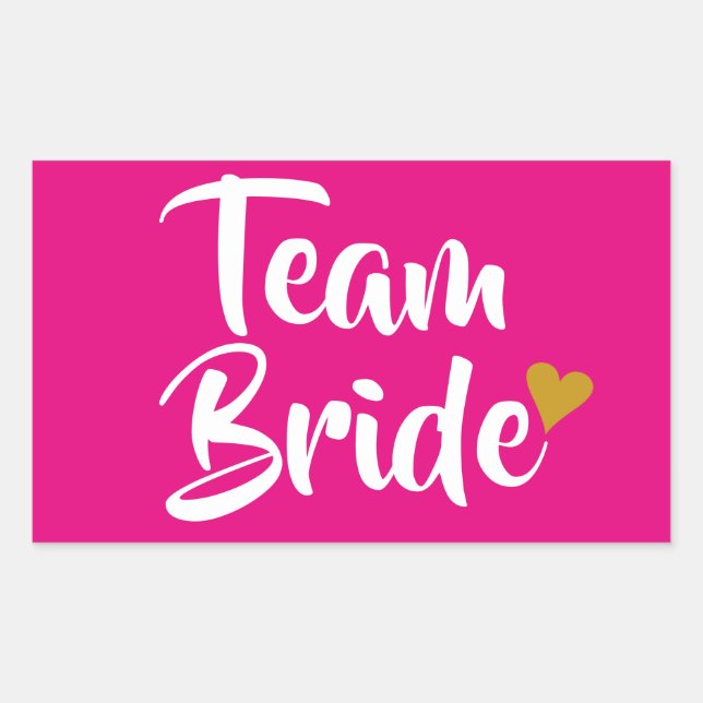 Team Bride Gold Herz Rechteckiger Aufkleber (Vorderseite)