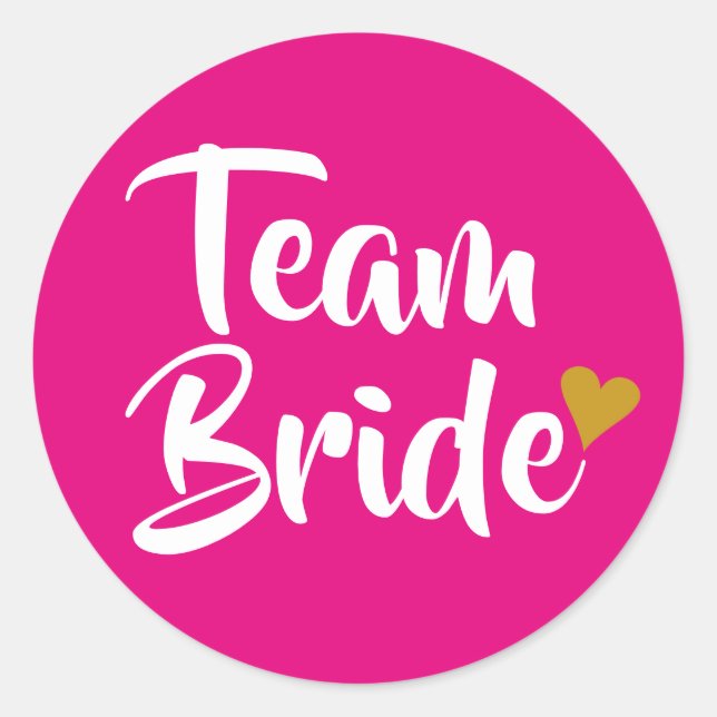Team Bride Gold Herz Runder Aufkleber (Vorderseite)