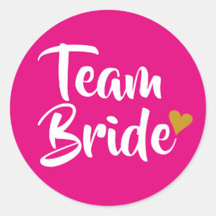 Team Bride Gold Herz Runder Aufkleber