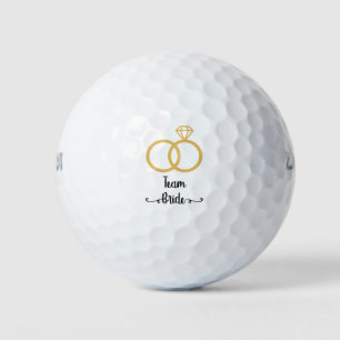 Team Bride Gold Wedding Rings Calligraphy Party Golfball
