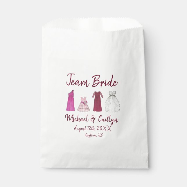 TEAM BRIDE Gown Wedding Brautparty Bachelorette Geschenktütchen (Vorderseite)
