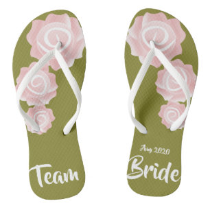Team Bride Hochzeit Rose Flip Flops