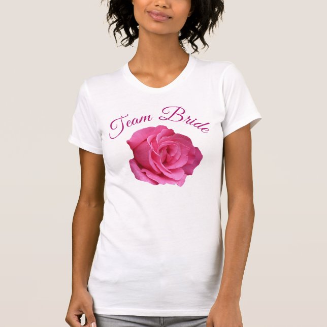 Team Bride hübsch rosa Rosa Blumengestein Party T-Shirt (Vorderseite)